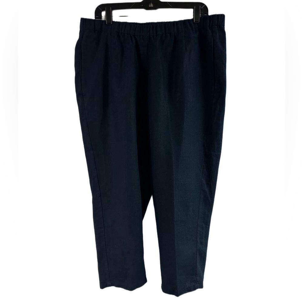 J Jill Navy Blue Love Linen Pull On Pants Size 1X